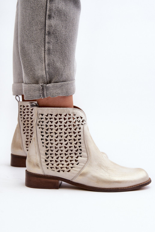 Zazoo 2791 Peau Bottes ajourées couleur dorée Zazoo 2791 Peau Bottes ajourées couleur dorée