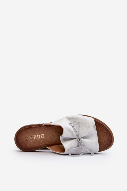 Zazoo 2659 Pantoufles en cuir Féminin couleur argent Zazoo 2659 Pantoufles en cuir Féminin couleur argent