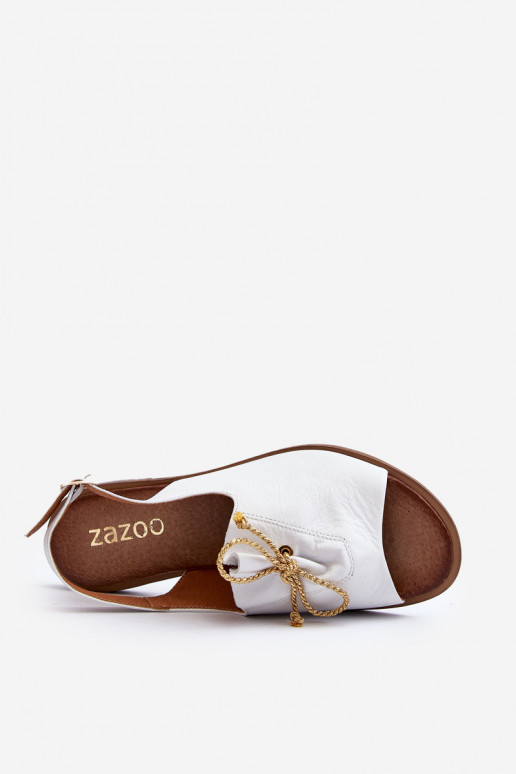 Zazoo 2898 Leer Platte sandalen Initte kleur