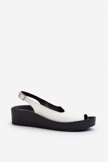 Zazoo 2893 Sandales en cuir pour femmes à talon épais couleur blanche