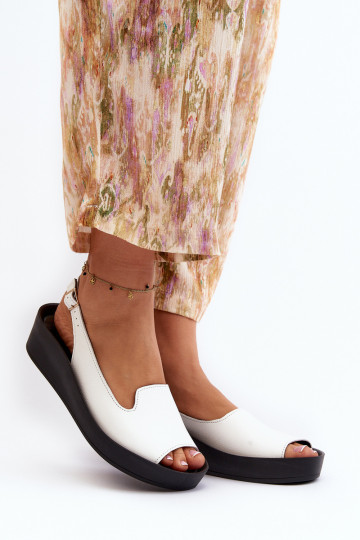 Zazoo 2893 Sandales en cuir pour femmes à talon épais couleur blanche 2