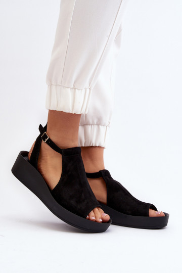 Zazoo 2914 Dames suède sandalen in zwart 2