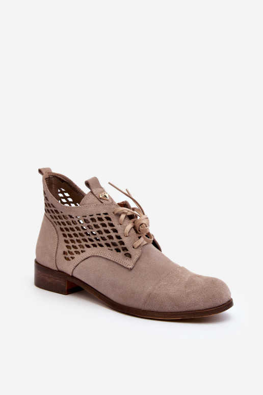 Zazoo 2878 Laag OpengeInerkte laarzen Dames van suède beige Zazoo 2878 Laag OpengeInerkte laarzen Dames van suède beige