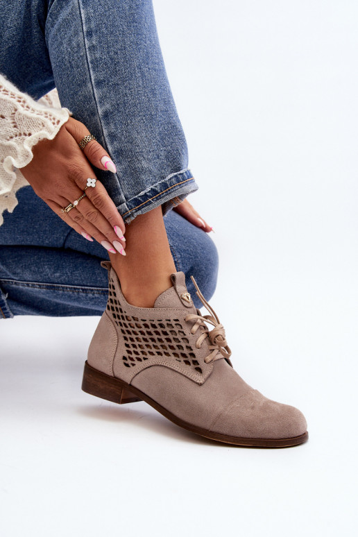 Zazoo 2878 Laag OpengeInerkte laarzen Dames van suède beige Zazoo 2878 Laag OpengeInerkte laarzen Dames van suède beige