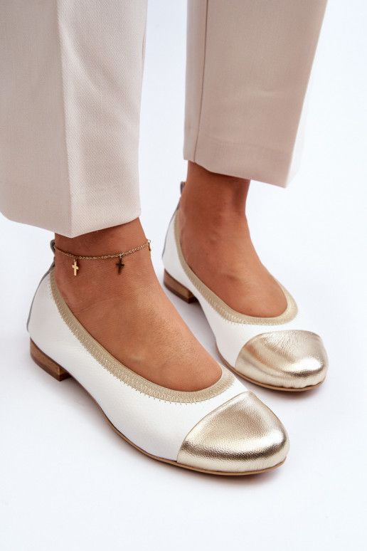 Zazoo 2890 Ballerines Blanc-couleur dorée Zazoo 2890 Ballerines Blanc-couleur dorée