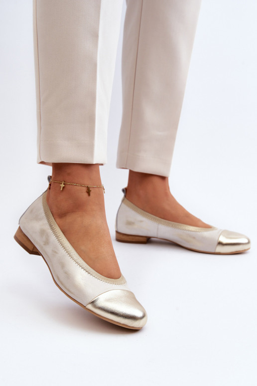 Zazoo 2890 Ballerinas gouden kleur Geveegd Zazoo 2890 Ballerinas gouden kleur Geveegd