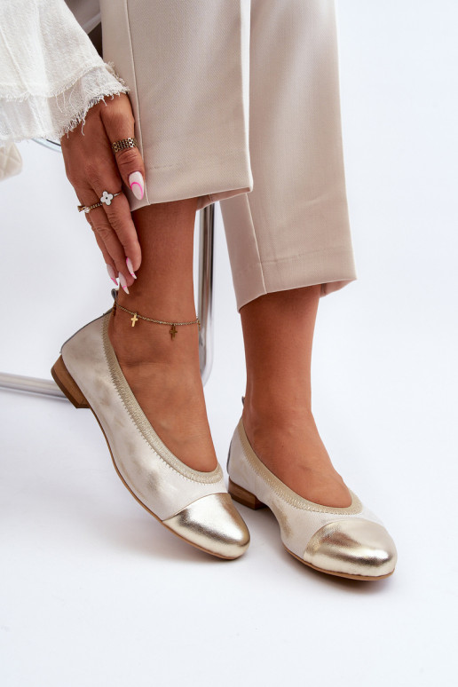 Zazoo 2890 Ballerinas gouden kleur Geveegd Zazoo 2890 Ballerinas gouden kleur Geveegd