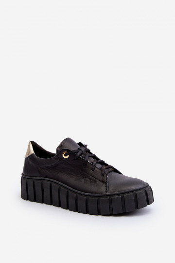 Zazoo 2919 Féminin Peau chaussures Sur une semelle épaisse couleur noire 2