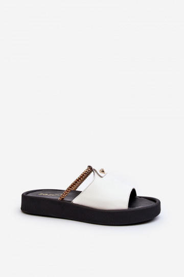 Zazoo 2896 Pantoufles pour femmes Peau couleur blanche