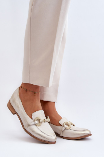 Zazoo 2880 Feminin Mokassins Haut mit Ornamenten goldene Farbe 2