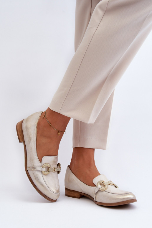 Zazoo 2880 Féminin Mocassins Peau avec des ornements couleur dorée