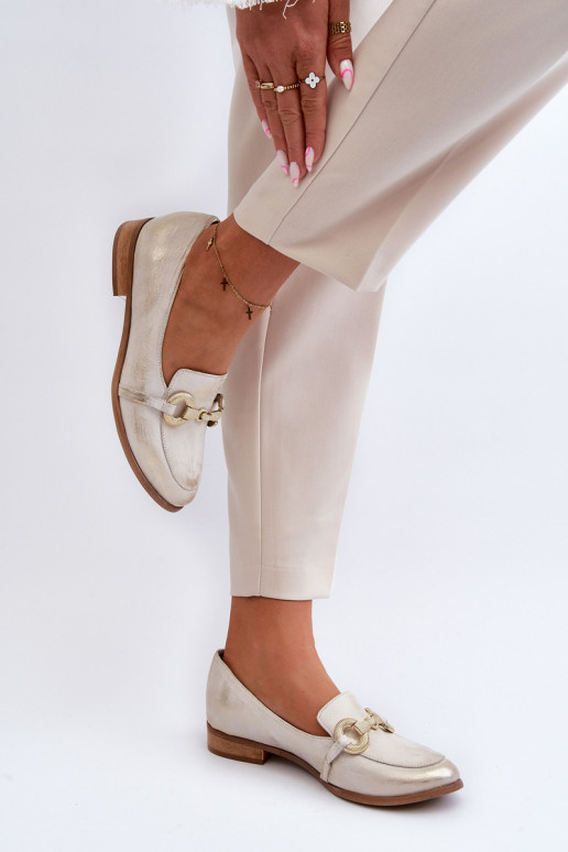 Zazoo 2880 Féminin Mocassins Peau avec des ornements couleur dorée