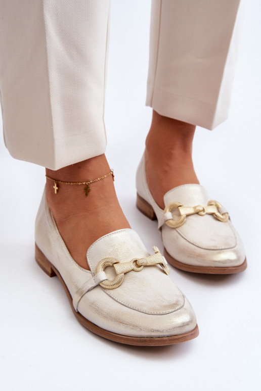 Zazoo 2880 Feminin Mokassins Haut mit Ornamenten goldene Farbe Zazoo 2880 Feminin Mokassins Haut mit Ornamenten goldene Farbe