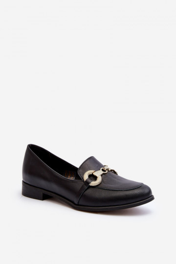 Zazoo 2880 Dames leren mocassins met ornamenten in zwart