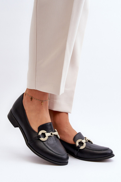 Zazoo 2880 Féminin Mocassins Peau avec des ornements couleur noire