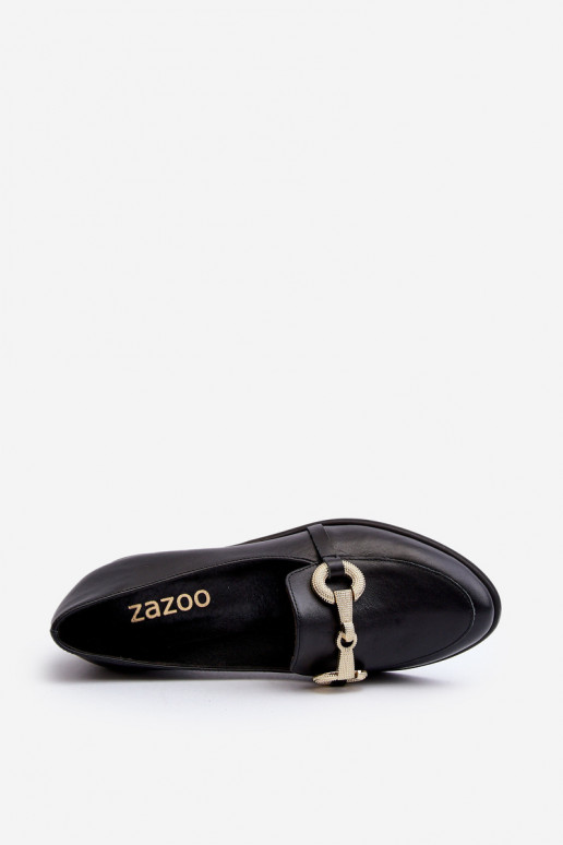 Zazoo 2880 Féminin Mocassins Peau avec des ornements couleur noire