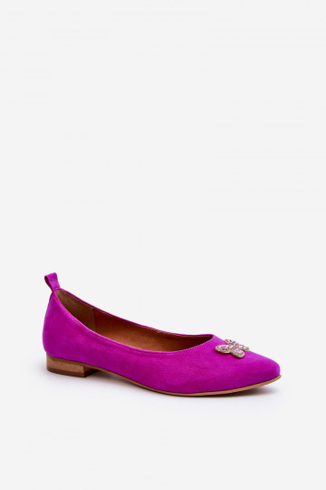 Zazoo 2887 Ballerinas aus INildleder Mit Dekorationen Schmetterlingem pinke Farbe 2