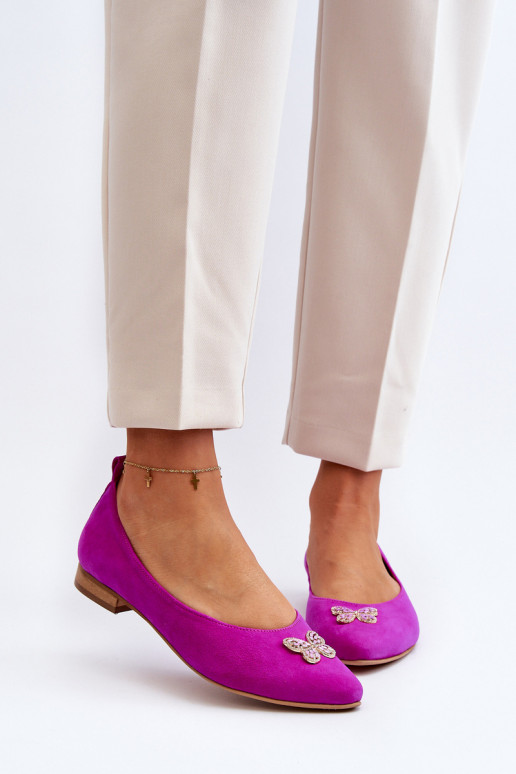 Zazoo 2887 Ballerinas aus INildleder Mit Dekorationen Schmetterlingem pinke Farbe Zazoo 2887 Ballerinas aus INildleder Mit Dekorationen Schmetterlingem pinke Farbe