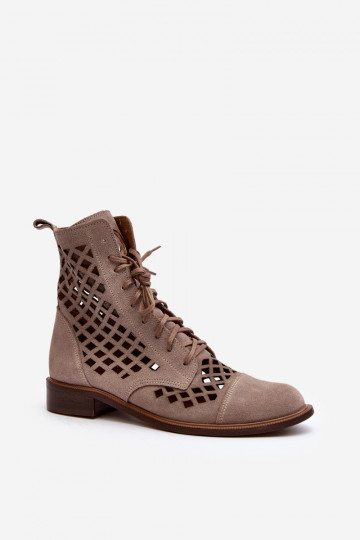 Zazoo 2695 avec des éléments ajourés Peau Bottes beige