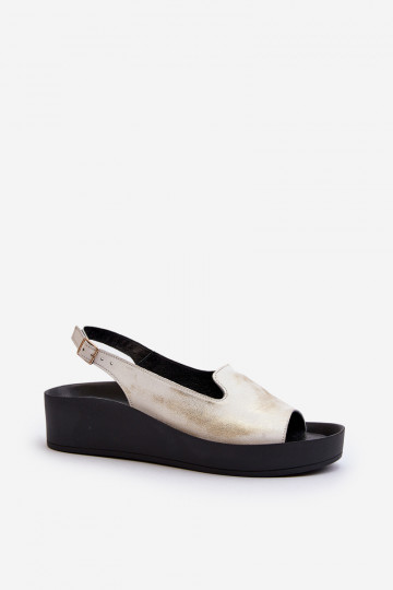 Zazoo 2893 Sandales pour femmes Peau na Épaisj PodeszÀie couleur dorée Przecierany