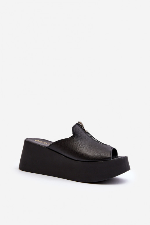 Zazoo 2916 Féminin Chaussons avec une plateforme avec fermetures éclair couleur noire Zazoo 2916 Féminin Chaussons avec une plateforme avec fermetures éclair couleur noire