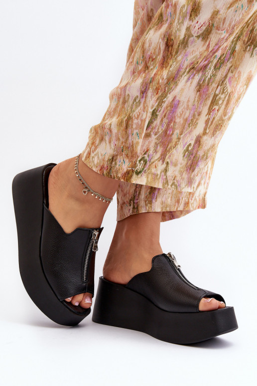 Zazoo 2916 Féminin Chaussons avec une plateforme avec fermetures éclair couleur noire Zazoo 2916 Féminin Chaussons avec une plateforme avec fermetures éclair couleur noire