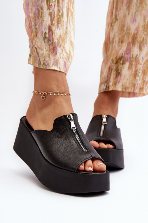 Zazoo 2916 Féminin Chaussons avec une plateforme avec fermetures éclair couleur noire Zazoo 2916 Féminin Chaussons avec une plateforme avec fermetures éclair couleur noire