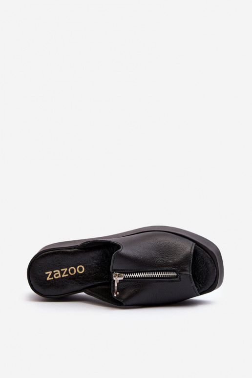 Zazoo 2916 Féminin Chaussons avec une plateforme avec fermetures éclair couleur noire Zazoo 2916 Féminin Chaussons avec une plateforme avec fermetures éclair couleur noire
