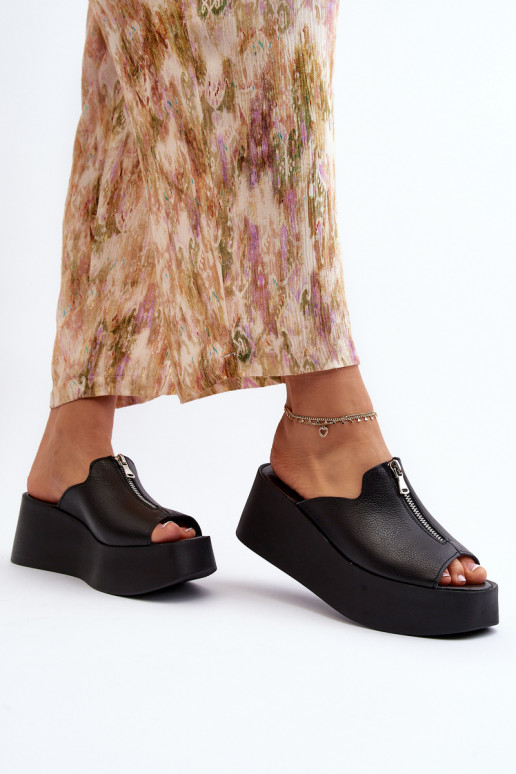 Zazoo 2916 Féminin Chaussons avec une plateforme avec fermetures éclair couleur noire Zazoo 2916 Féminin Chaussons avec une plateforme avec fermetures éclair couleur noire