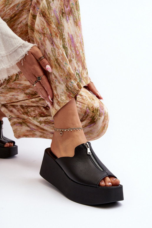 Zazoo 2916 Féminin Chaussons avec une plateforme avec fermetures éclair couleur noire Zazoo 2916 Féminin Chaussons avec une plateforme avec fermetures éclair couleur noire