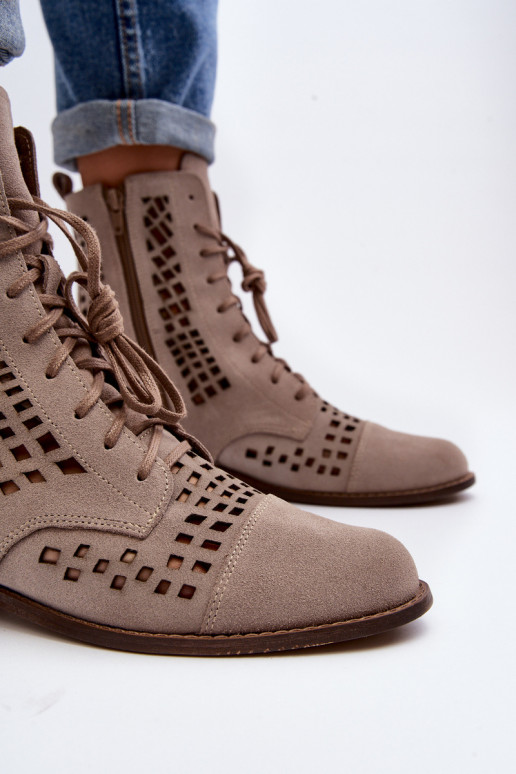 Zazoo 2627 mit durchbrochenen Elementen Haut Stiefel Beige Zazoo 2627 mit durchbrochenen Elementen Haut Stiefel Beige