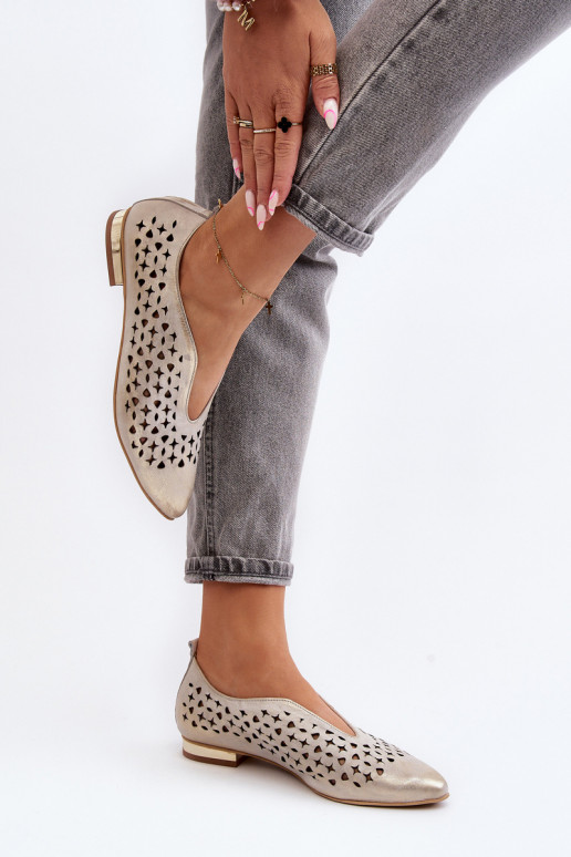 Zazoo 2883 Durchbrochene Ballerinas Aus Ermöglichtturleder goldene Farbe Zazoo 2883 Durchbrochene Ballerinas Aus Ermöglichtturleder goldene Farbe