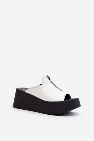 Zazoo 2916 mules pour femmes avec plateforme et zips, couleur blanche