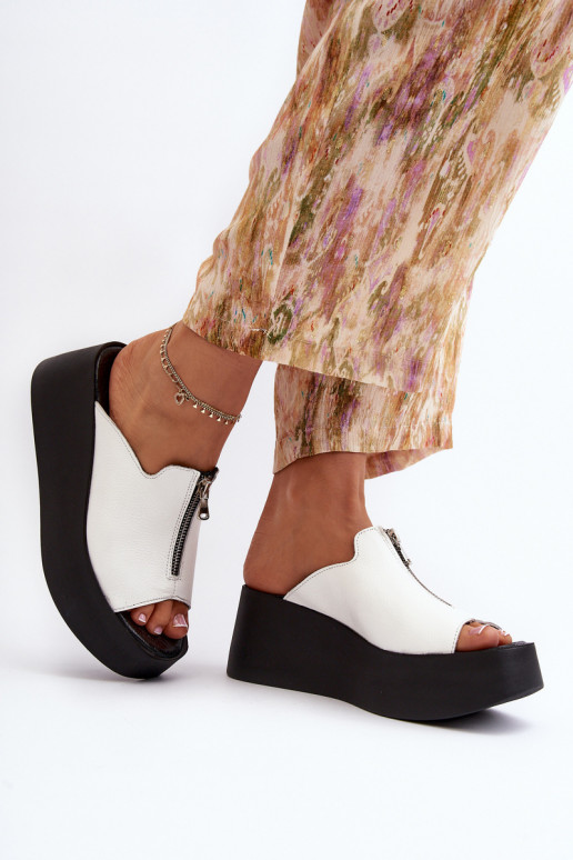 Zazoo 2916 Dames Slippers met platform met ritssluitingen Initte kleur Zazoo 2916 Dames Slippers met platform met ritssluitingen Initte kleur