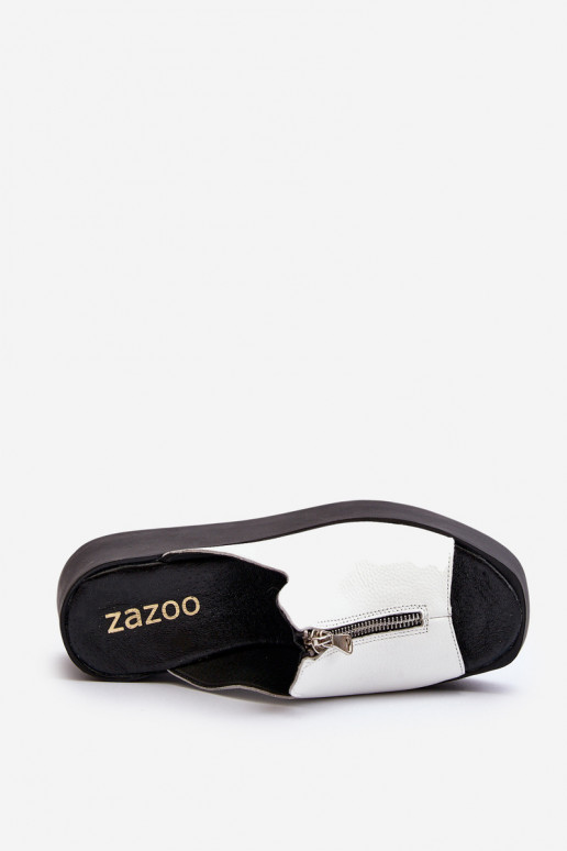Zazoo 2916 Dames Slippers met platform met ritssluitingen Initte kleur Zazoo 2916 Dames Slippers met platform met ritssluitingen Initte kleur