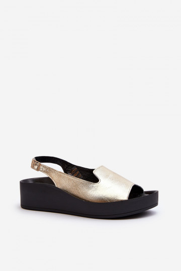 Zazoo 2893 sandales en cuir pour femmes sur semelle épaisse, couleur or