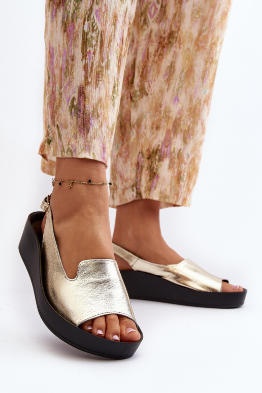 Zazoo 2893 Dames sandalen Leer na Dikj PodeszInie gouden kleur Zazoo 2893 Dames sandalen Leer na Dikj PodeszInie gouden kleur