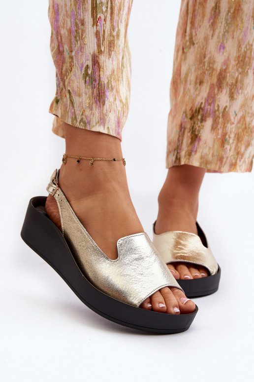 Zazoo 2893 Dames sandalen Leer na Dikj PodeszInie gouden kleur Zazoo 2893 Dames sandalen Leer na Dikj PodeszInie gouden kleur