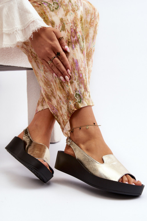 Zazoo 2893 Dames sandalen Leer na Dikj PodeszInie gouden kleur Zazoo 2893 Dames sandalen Leer na Dikj PodeszInie gouden kleur