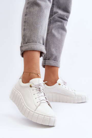 Zazoo 2919 Féminin Peau chaussures Sur une semelle épaisse couleur blanche