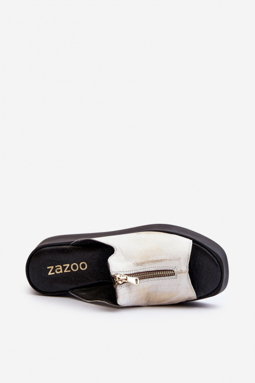 Zazoo 2916 Féminin Chaussons avec une plateforme avec fermetures éclair couleur dorée Zazoo 2916 Féminin Chaussons avec une plateforme avec fermetures éclair couleur dorée