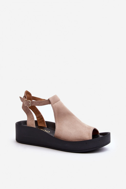 Zazoo 2914 Sandales femme en daim beige Zazoo 2914 Sandales femme en daim beige