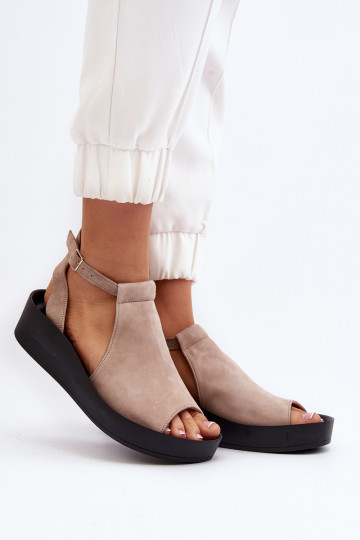 Zazoo 2914 dames suède sandalen, zandkleurig 2