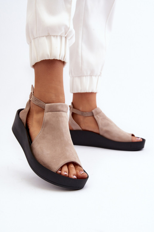 Zazoo 2914 Suède damessandalen beige Zazoo 2914 Suède damessandalen beige