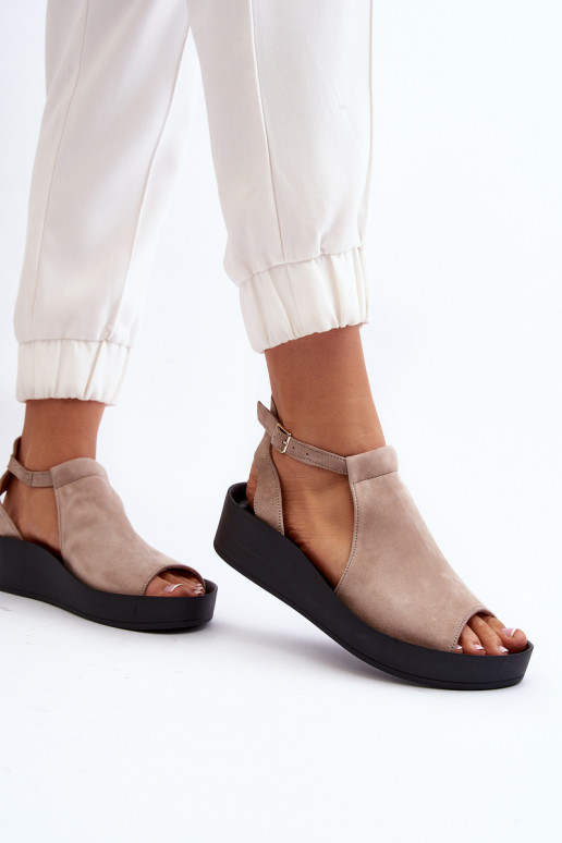 Zazoo 2914 Sandales femme en daim beige Zazoo 2914 Sandales femme en daim beige