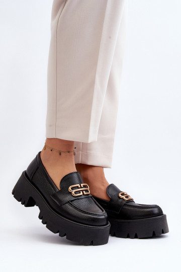 Zazoo 20164 Féminin Mocassins Fabriqué en cuir naturel couleur noire 2