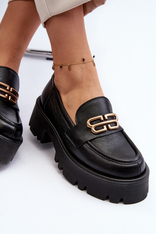 Zazoo 20164 Féminin Mocassins Fabriqué en cuir naturel couleur noire