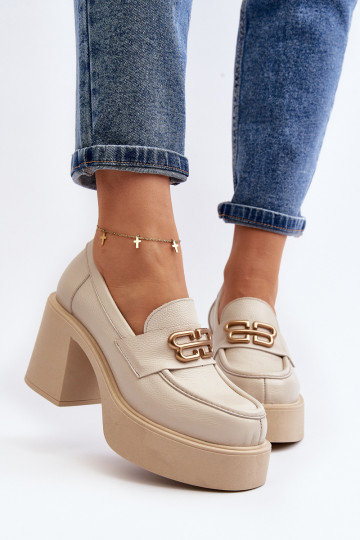 Zazoo 20170 bottes en cuir pour femmes avec talons, couleur ivoire