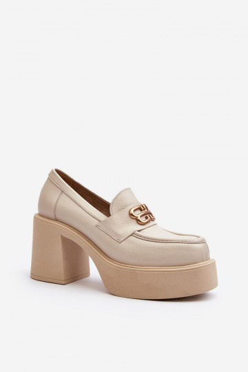 Zazoo 20170 chaussures Peau Féminin avec des talons couleur ivoire 2