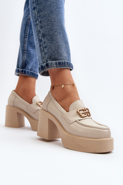 Zazoo 20170 schoenen Leer Dames met hakken ivoor Zazoo 20170 schoenen Leer Dames met hakken ivoor